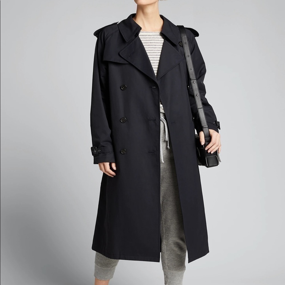 𝅺tanner Saks Fifth Avenue Black Trench Coat S8